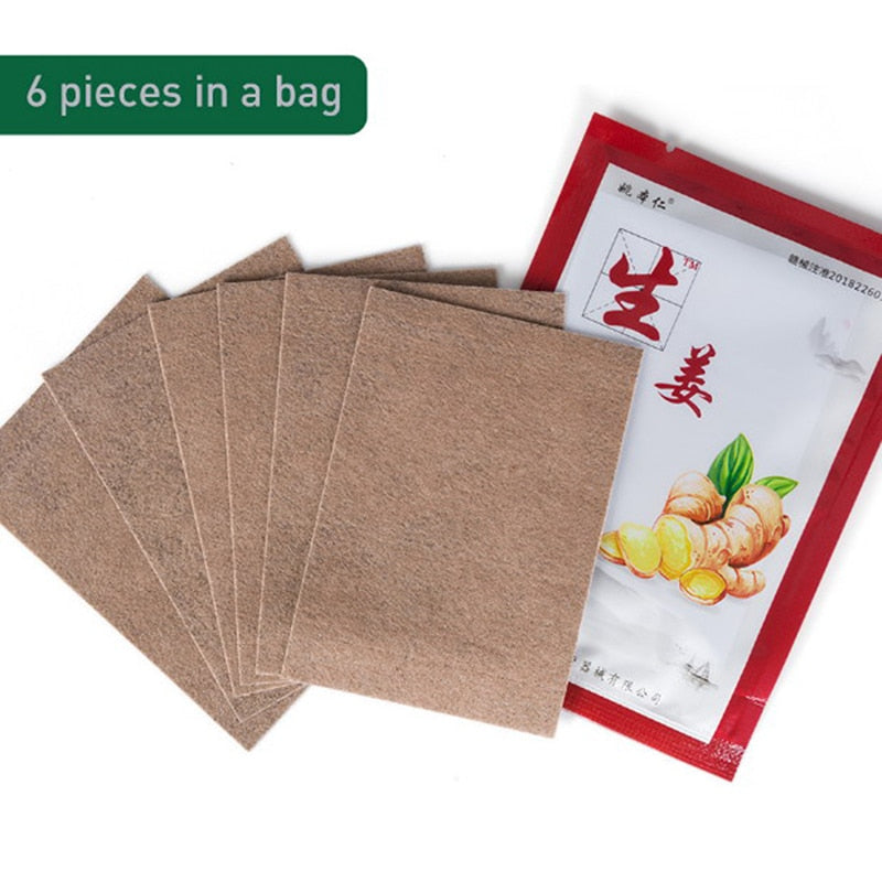 New 6pcs/bag Ginger Medical Plaster Hot Stickers Compress Pain Removal Cold Application Pain Relief Medical Stickers
