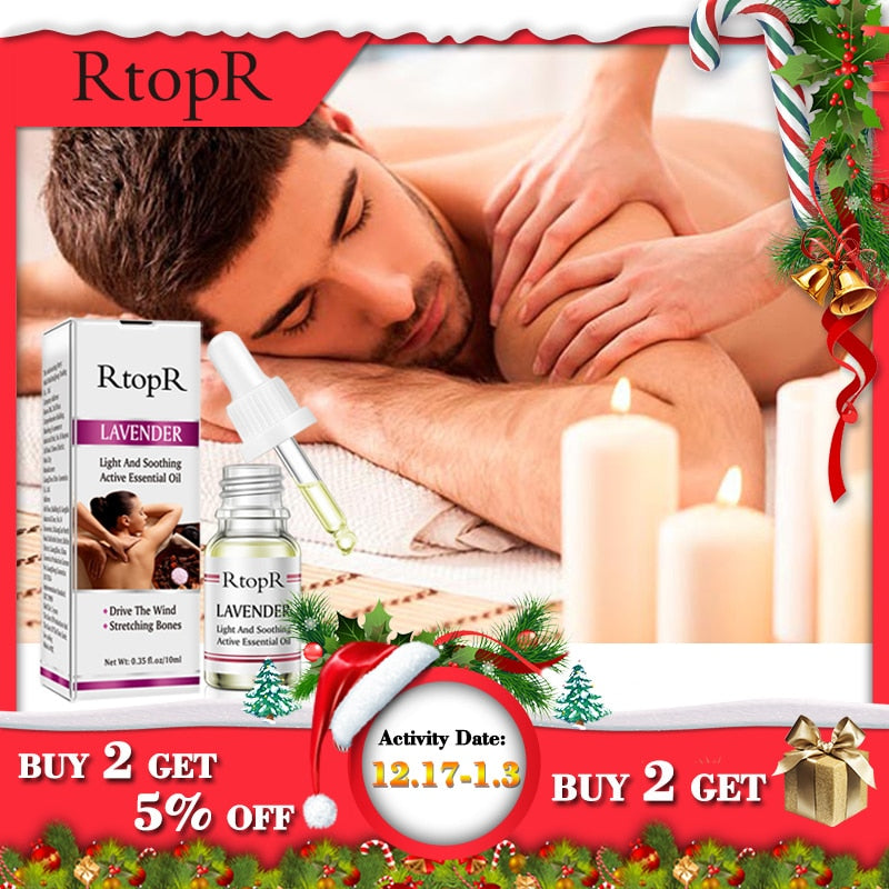 RtopR Pure Plant Lavender Body Massage Oil Skin Anti-Aging Ginger For Extract Drop for Pain Relief Reduce Anxiety Better Sleep