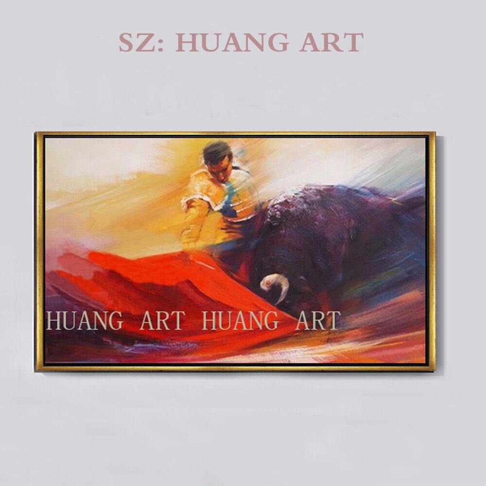 Animal Bull Oil painting canvas Painting art Bullfighting Oil painting for Wall decor Home decoration support Custom canvas pain
