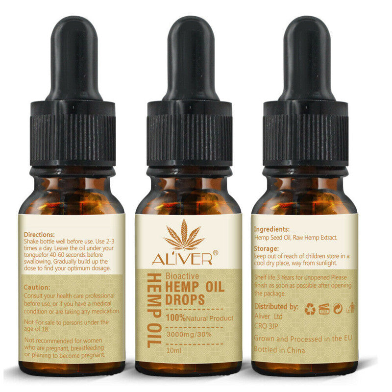 Essential Oils Organic Hemp Seed Oil Pain Relief Anti Anxiety Herbal Drops Body Relieve Stress Oil Skin Care Facial Body Care