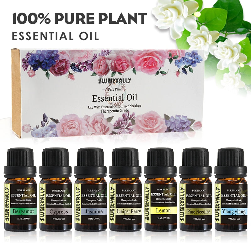 7pcs/set 100% Pure Natural Aromatherapy Essential Oils Kit Soothing Stress Pain Relief Foot Bath Massage Oil Kit Women Gift