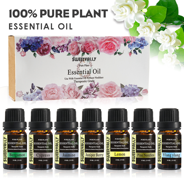 7pcs/set 100% Pure Natural Aromatherapy Essential Oils Kit Soothing Stress Pain Relief Foot Bath Massage Oil Kit Women Gift