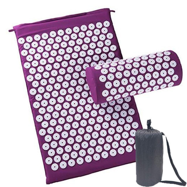Foldable Yoga Mat Acupuncture Massager Set Cushion  Sports Relieve Stress Pain With Pillow Carrying Bag
