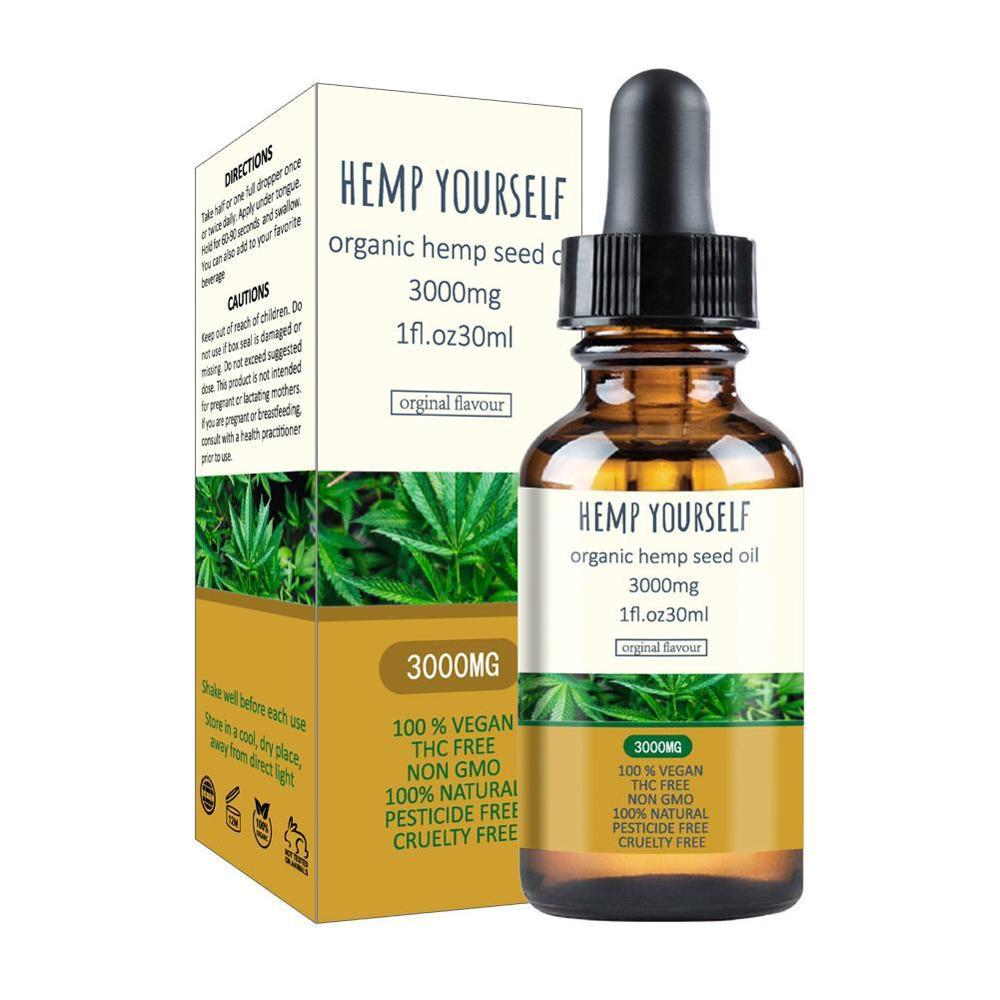 30ml Organic Hemp Oil for Pain Relief Help Sleep Aid Anti Stress 3000mg Hemp Extract Drops ECO Finest Facial Body Skin Care