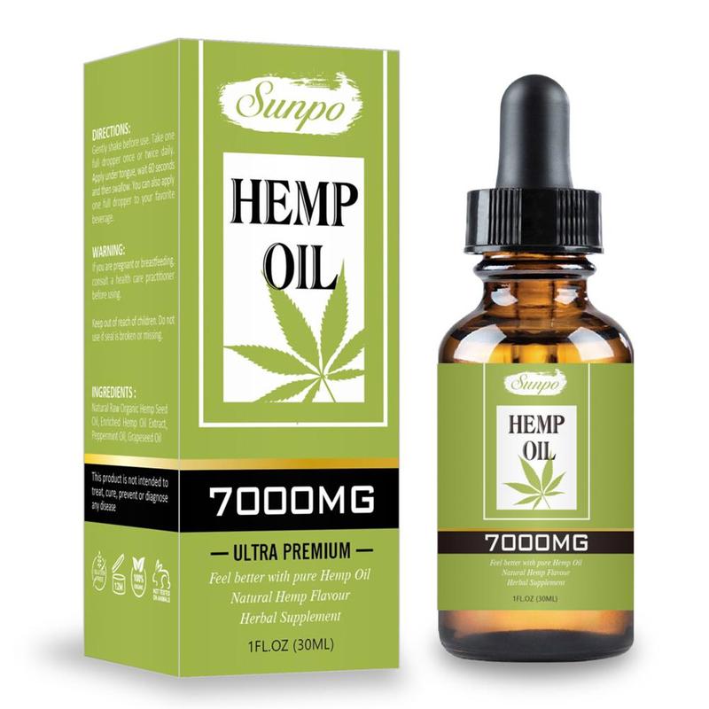 Hemp Oil, 100% Natural Sleep Aid Anti Stress Hemp Seeds Oil Extract Drops for Pain, Anxiety & Stress Relief, 7000mg Contains cbd