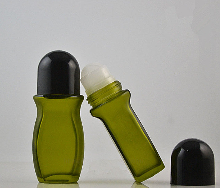 2018 New 100pcs 50ml Large ball olive green grit spraying large ball rolling pain glass bottle massage liquid bottle