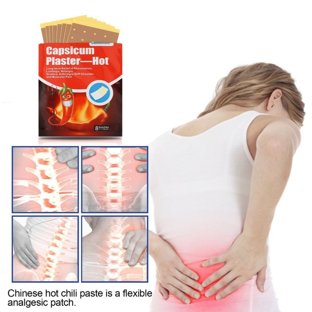 8PCS/Bag Chinese Herbal Medical Capsicum Plaster Hot Pain Relieving Patch Joint Neck Pain Back Pain for Shoulder Pain Relieving