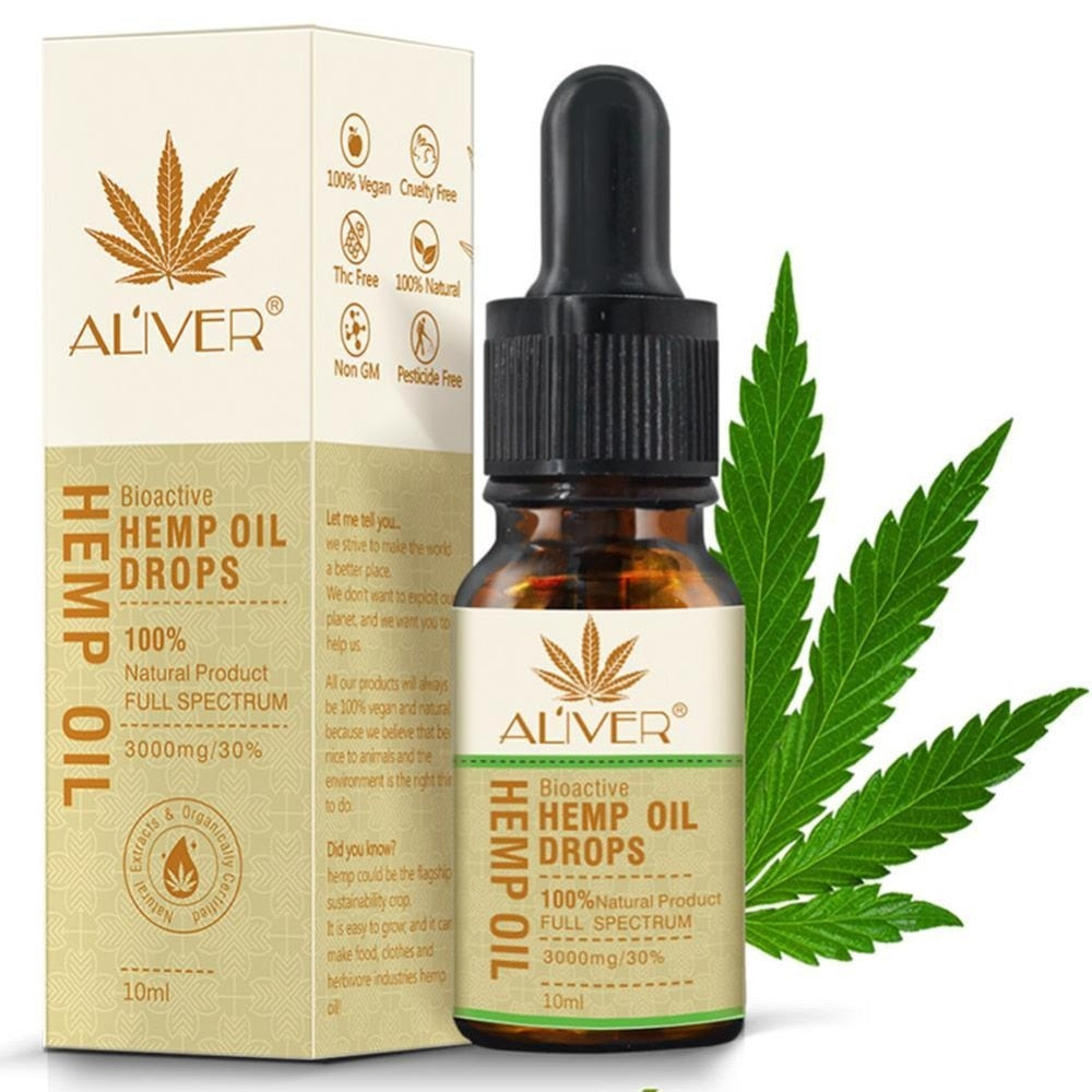 10ml/30ml Organic Hemp Seed Oil Drops Essential Oil Reduce Stress Pain Relief Sleep Aid 100% Natural Body Massage Oils Freeship