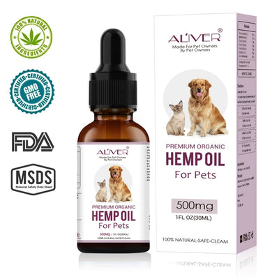 New 30ml Arganic Pet Hemp Seed Oil for dogs Natural Herbs of Pet Care Oil Anxiety Relief Pain Joint hip Strengtheens