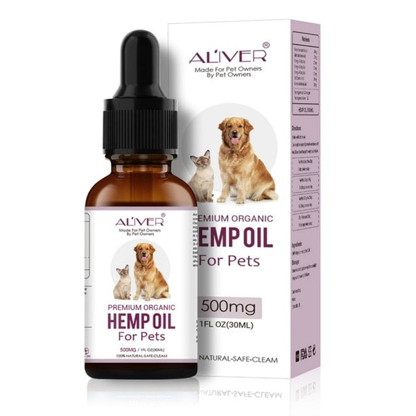 New 30ml Arganic Pet Hemp Seed Oil for dogs Natural Herbs of Pet Care Oil Anxiety Relief Pain Joint hip Strengtheens